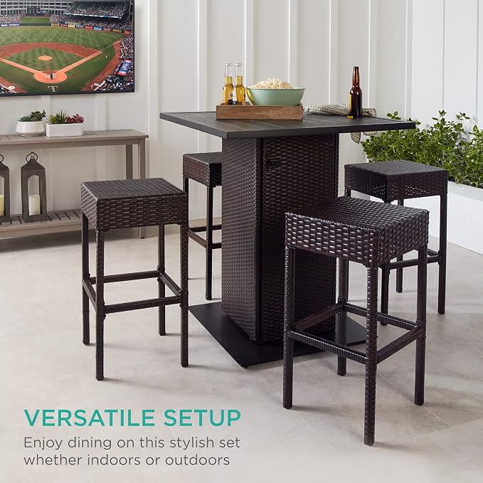 Best Choice Products 5-Piece Outdoor Wicker Bar Table Set - Image 6