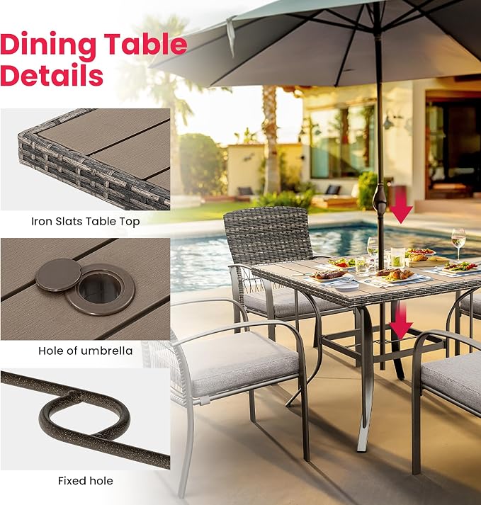 Pamapic 5-Piece Outdoor Furniture Set, Rattan Patio Dining Set - Image 6