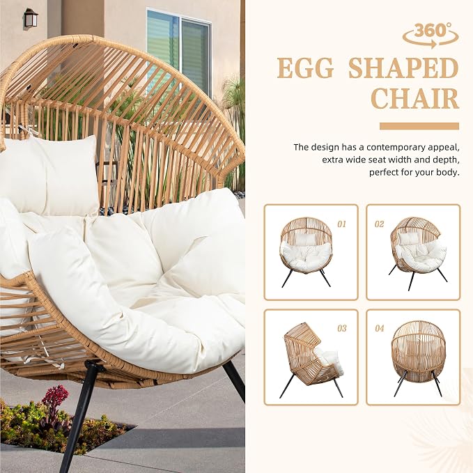 Vongrasig Outdoor Wicker Egg Chair PE Rattan Chair - Image 7