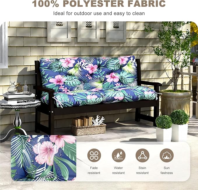 Porch Swing Cushion with Backrest, Waterproof Bench Cushion - Image 2
