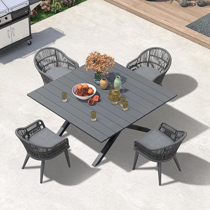 PURPLE LEAF 5 Pieces Oversized Square Patio Dining Set by PURPLELEAF