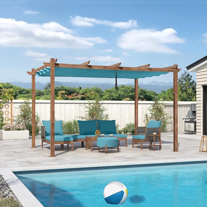 PURPLE LEAF 10' x 13' Outdoor Retractable Pergola by PURPLELEAF