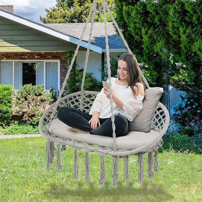 Giantex 2-Seat Hammock Chair, Macrame Swing - Image 9