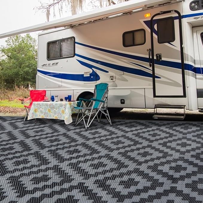 SAND MINE Waterproof Outdoor Rug 9x12 ft, Plastic Reversible Rug, Modern Area - Image 6