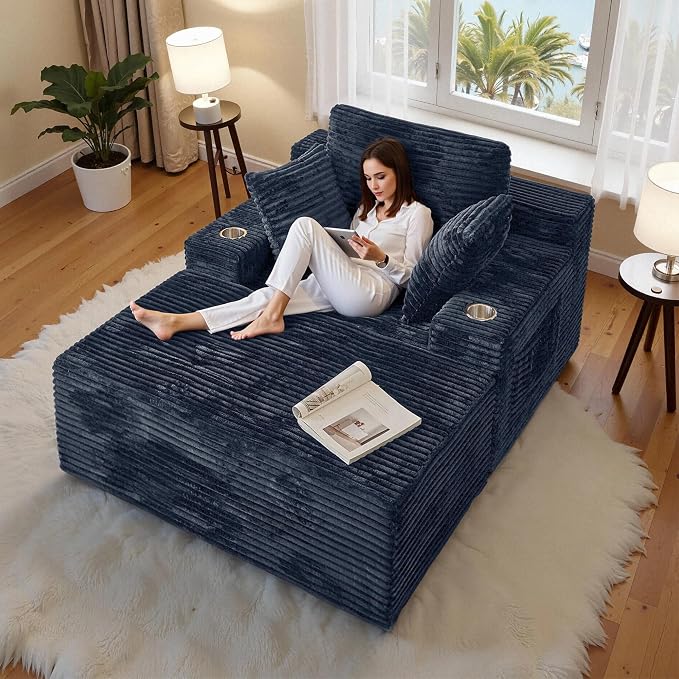CHORRO67 Chaise Lounge Chair Indoor, Oversized Boneless Single Sleeeper Couch by CHORRO