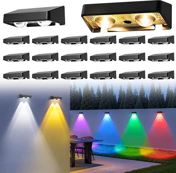 Solar Fence Lights Outdoor, 50 LM 11 Modes & 9 Colors Solar Lights - Image 7