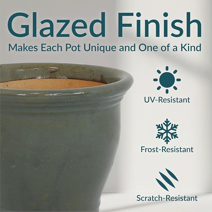 Sunnydaze Round Ceramic Planter - Image 4
