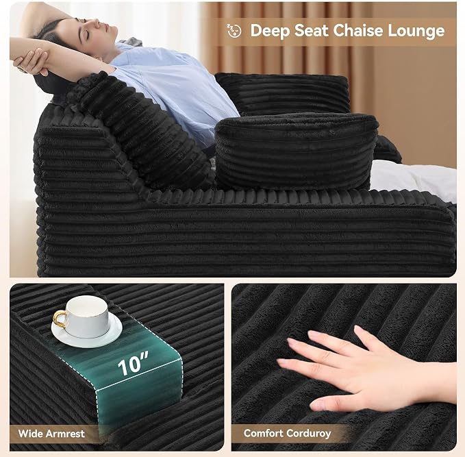 51'' Oversized Chaise Lounge Chair Indoor, Non-Assembly Deep Seat Sofa Bed - Image 4