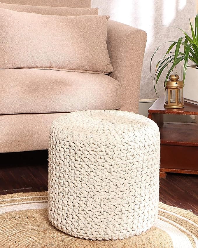 REDEARTH · Cylindrical Hand Knitted Pouf - Image 2