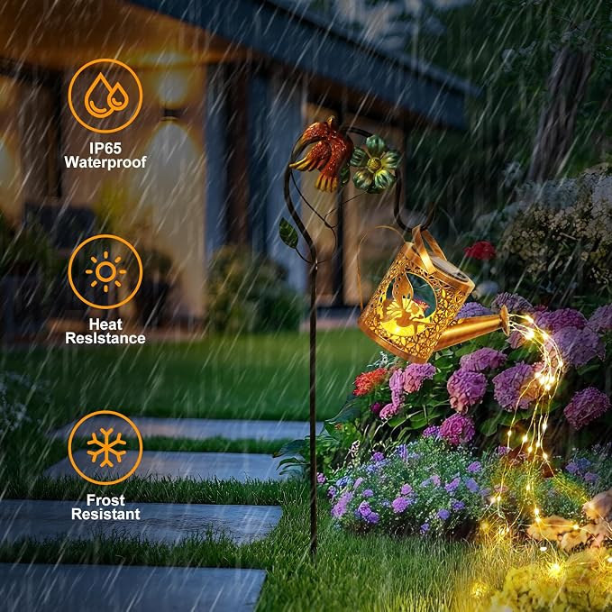 Solar Lights Outdoor Garden Decor Solar Watering Can - Image 3