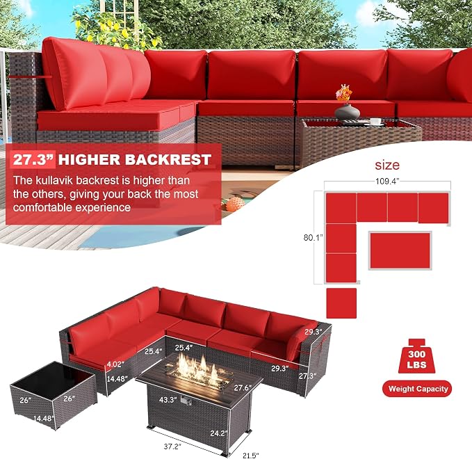 Kullavik 8 Pieces Outdoor Patio Furniture Set, Sectional Sofa Set - Image 5