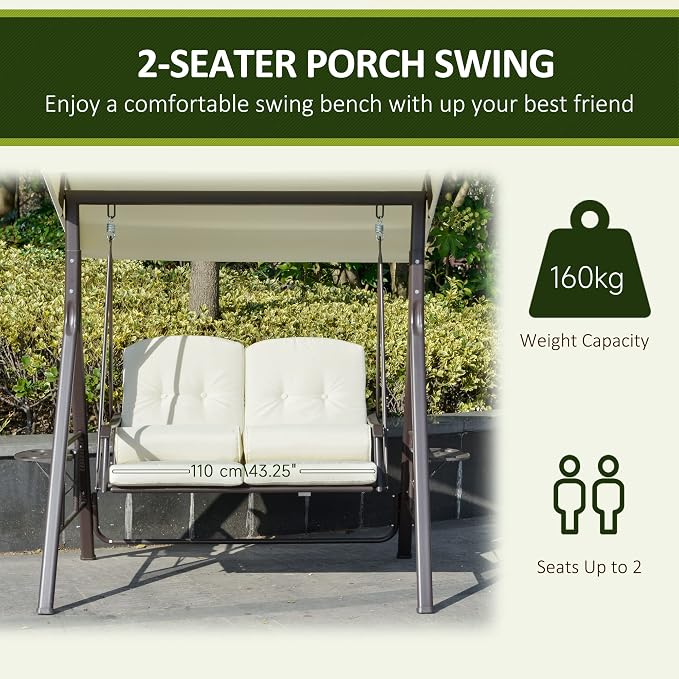 Outsunny 2-Person Patio Swing Bench - Image 4