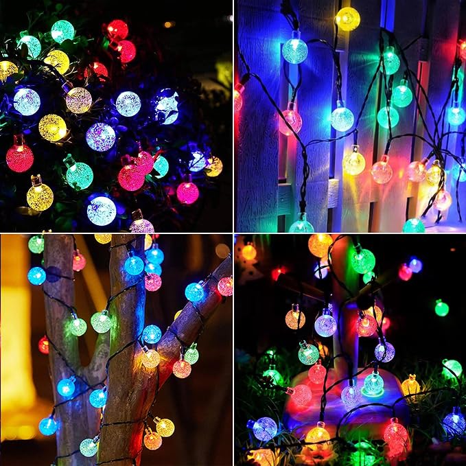Solar String Lights Outdoor 2 Pack 200 Led 80FT Multi-Color Crystal Globe Lights - Image 2