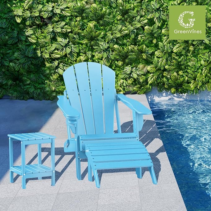 GREENVINES Adirondack-Outdoor-Side-Table | Set of 2 | 14 x 13 Inches | HDPE - Image 2
