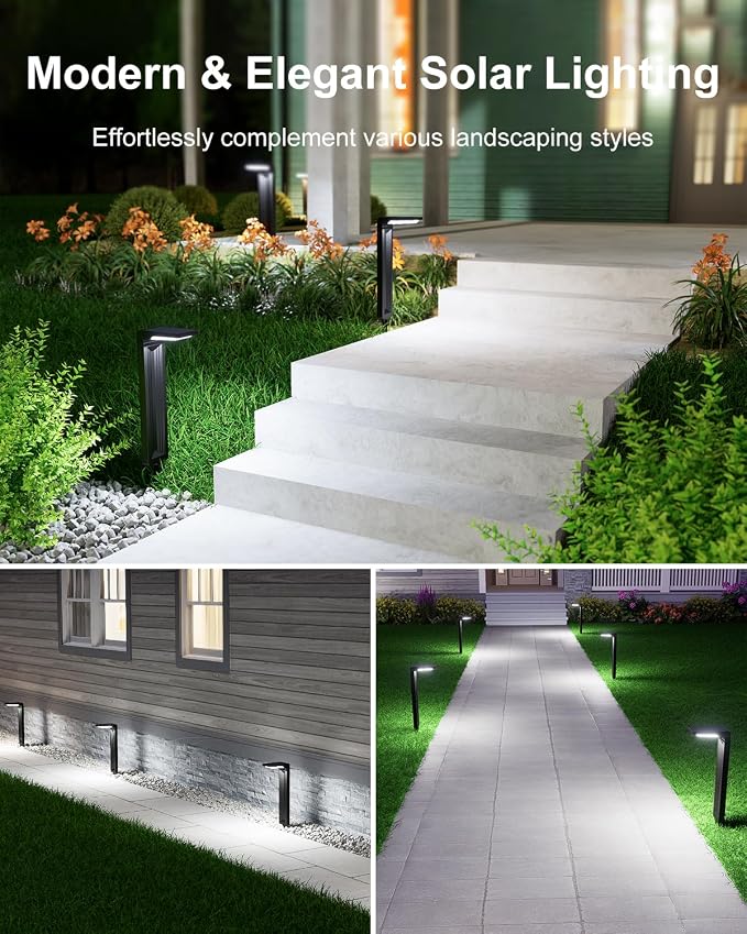 6 Pack Solar Powered Pathway Lights Outdoor Waterproof 30 LED Bright Walkway - Image 4