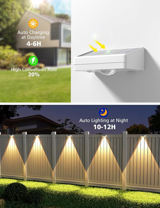 VOLISUN Solar Fence Lights, Fence Lights Solar Powered, IP65 Waterproof LED - Image 4