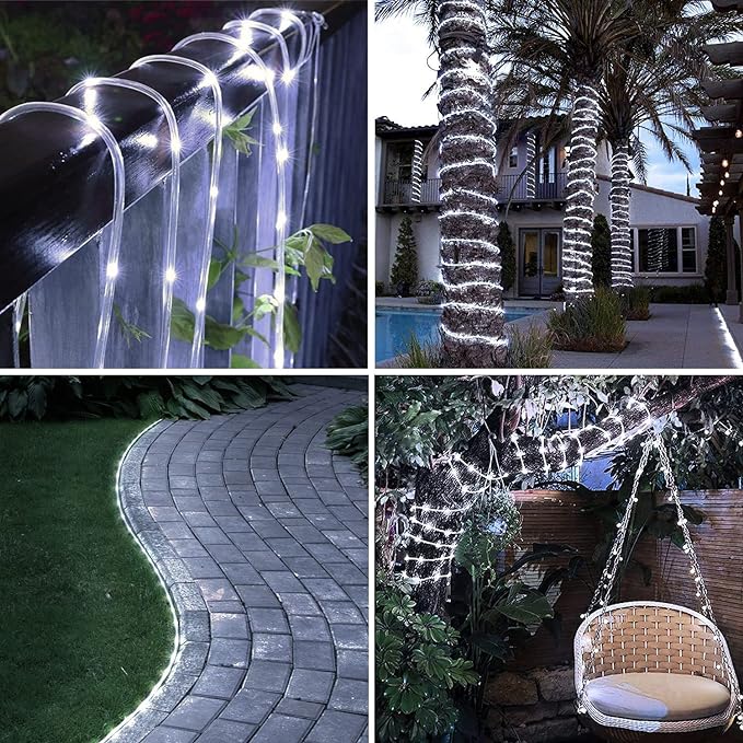 RUICHEN Solar Rope Lights Outdoor String Lights, 16.5 Ft 50 LED Tube Light - Image 5