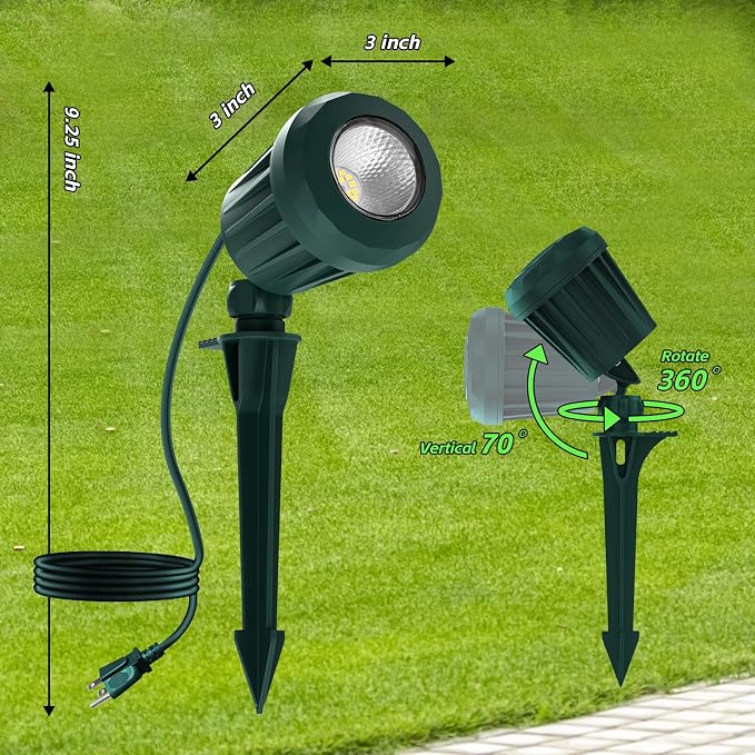 Spotlight Outdoor – 120V Plug-In, 6500K Cool White LED Landscape Lighting - Image 8