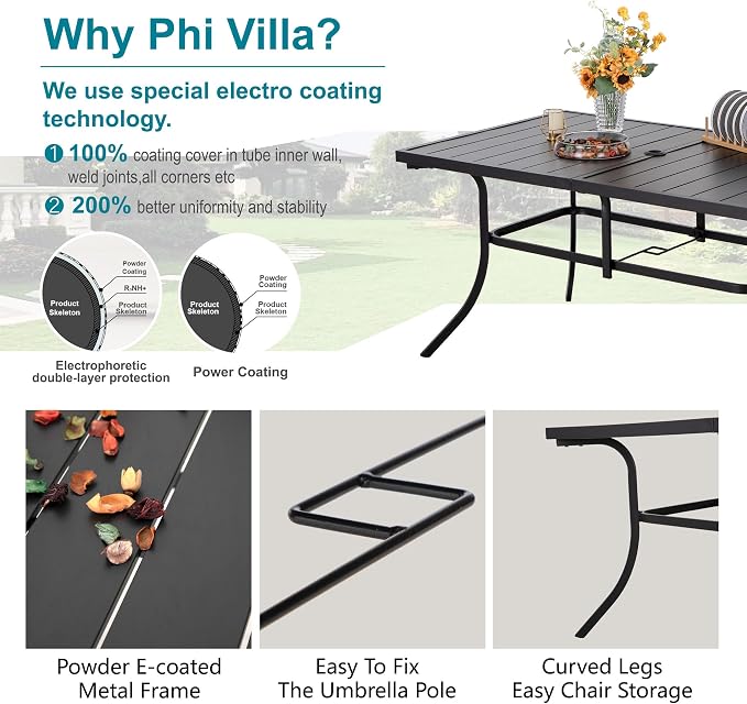 PHI VILLA 7 Piece Outdoor Dining Set - Image 4