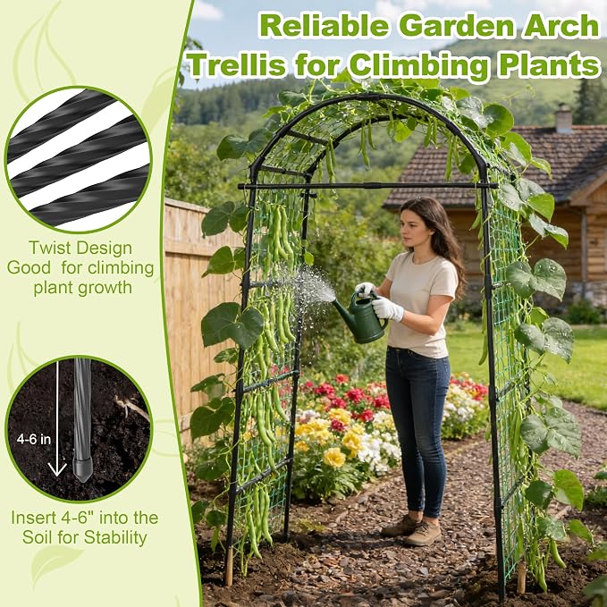 Miory Garden Arch Trellis for Climbing Plants Outdoor, Metal Plants Support - Image 4