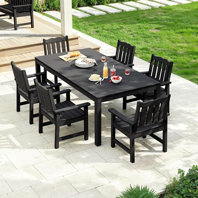 Stoog 7 Pieces Patio Dining Sets, All-Weather HIPS Material & Aluminum Frame - Image 9