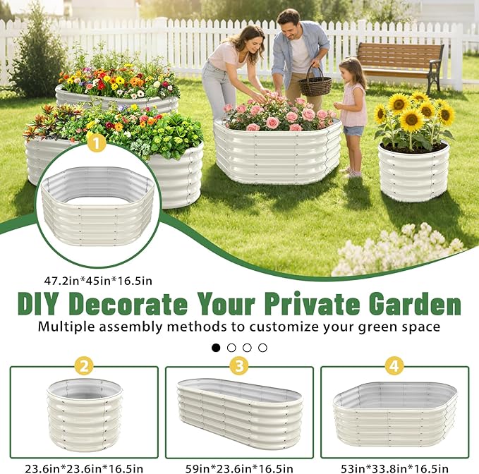 Hexagon Raised Garden Bed, 48 Inch Diagonal & 16.5 Inch Tall, Galvanized Steel - Image 4