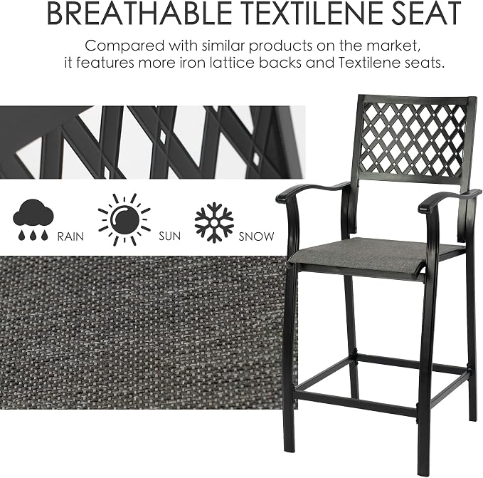Kozyard Outdoor Bar Stools Set of 2, Patio Bar Chairs - Image 5