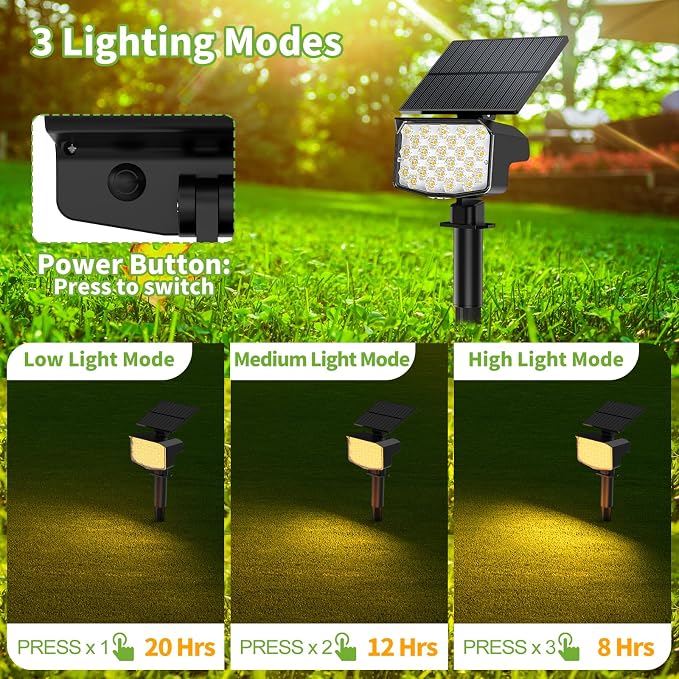 8 Pack Solar Spot Lights Outdoor, 2-in-1 Solar Lights Outdoor Waterproof IP65 - Image 4