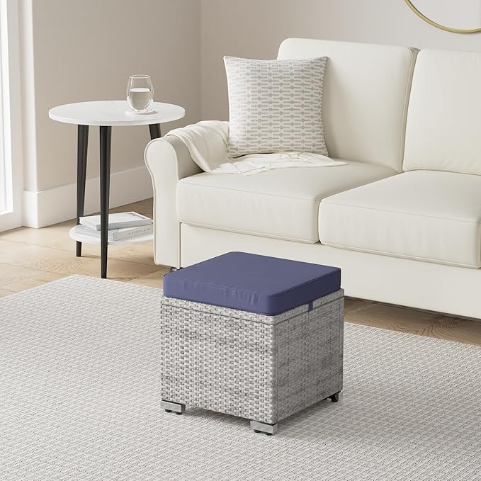 Best Choice Products Set of 2 Wicker Ottomans, Additional Seating, Side Table - Image 2