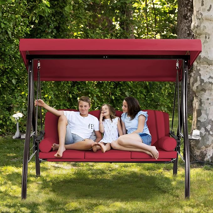 HOMREST 3 Person Outdoor Porch Swing by HOMREST