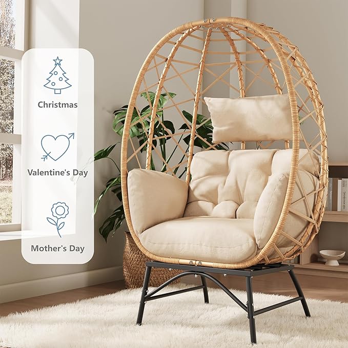 SWITTE Wicker Egg Chair Outdoor, Oversized Patio Lounge Chairs - Image 6
