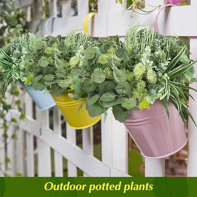 24Pcs Artificial Outdoor Plants UV Resistant Fake Plastic Greenery Boxwood - Image 5