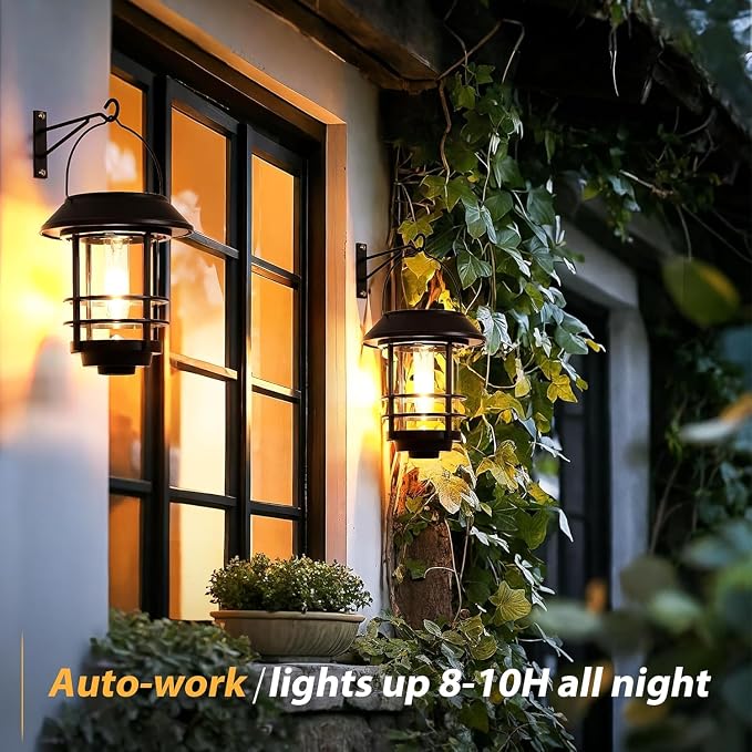Otdair Solar Lanterns Outdoor Waterproof 2 Pack, Auto On/Off Hanging Solar - Image 3