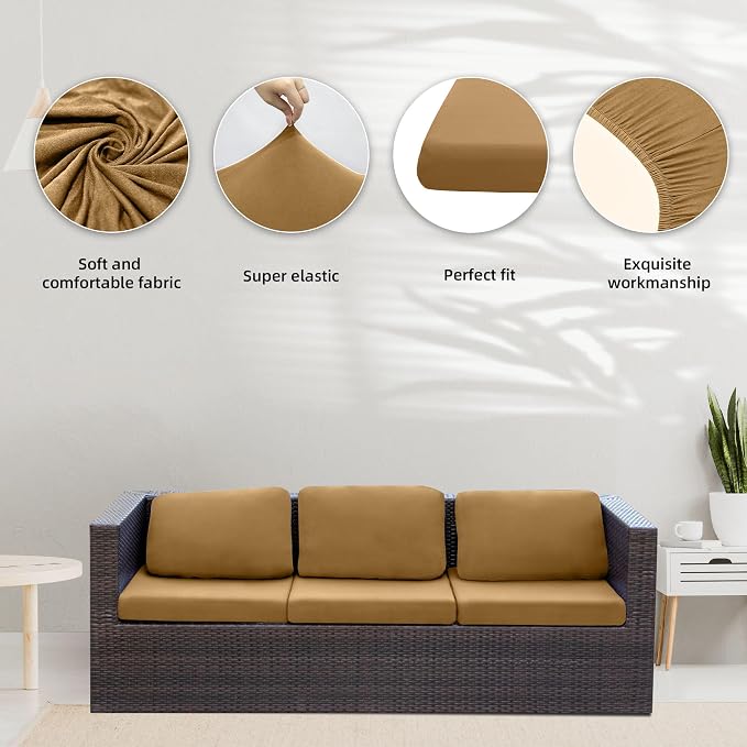 8Pcs Stretch Patio Cushion Covers, Outdoor Couch Covers Replacement, Outdoor - Image 3