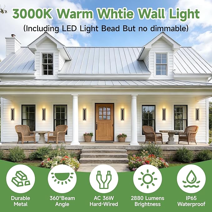 . Modern Outdoor Wall Light, 2-Tier Black Exterior Lighting Fixtures - Image 6