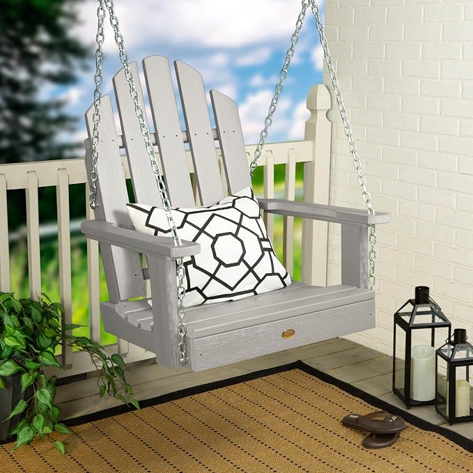 Highwood Classic Westport Adirondack Single Seat 1-Person Porch Swing, Harbor - Image 3