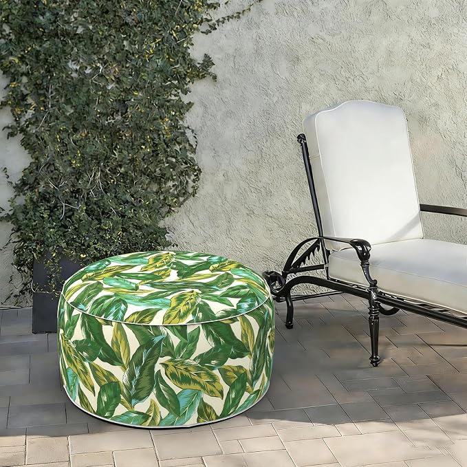LVTXIII Indoor/Outdoor Extra Large Inflatable Ottoman Pouf D31 x H14 Inch - Image 2