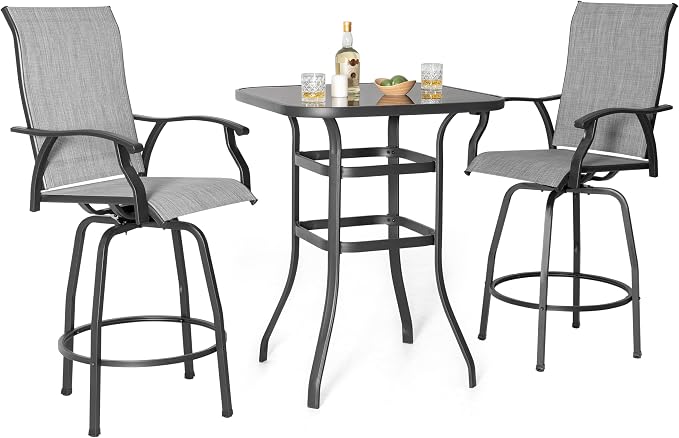 NUU GARDEN 3 Piece Outdoor Patio Bar Set, Patio Bar Furniture Set, Outdoor by NUUGARDENCORPORATION