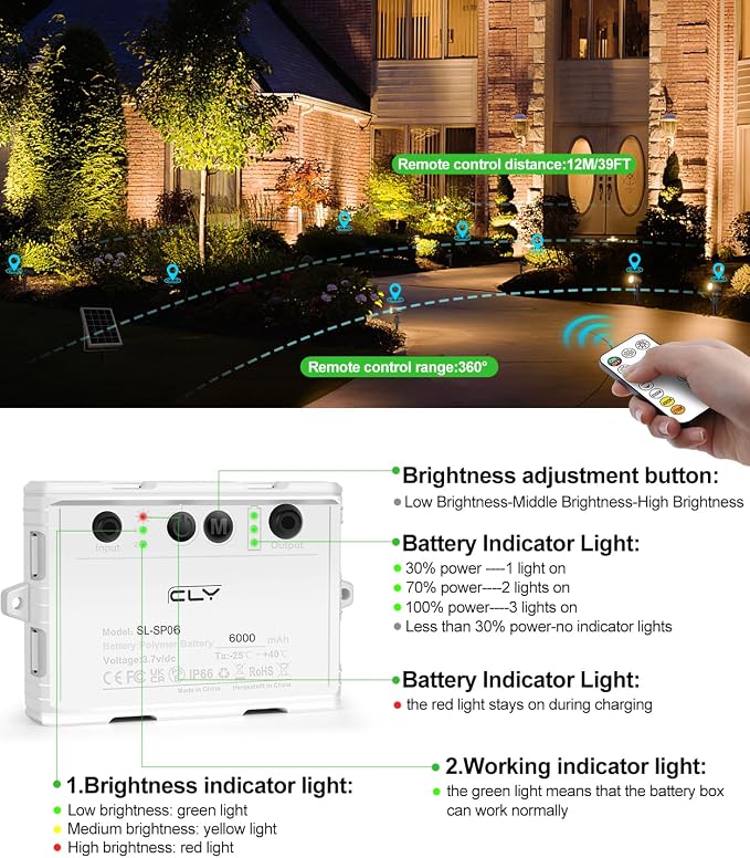 CLY 6 in 1 Solar Spotlights Landscape Outdoor Garden, Solar Spotlights IP66 - Image 8