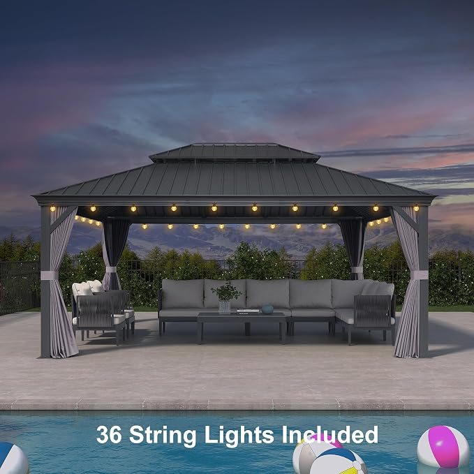 PURPLE LEAF 13' X 17' Permanent Hardtop Gazebo - Image 2