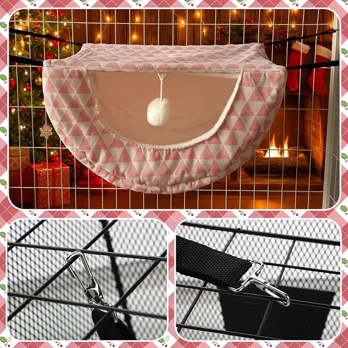 Unittype 4 Pieces Cat Cage Hammock Hanging Pet Bed Double Layer Soft Plush - Image 6