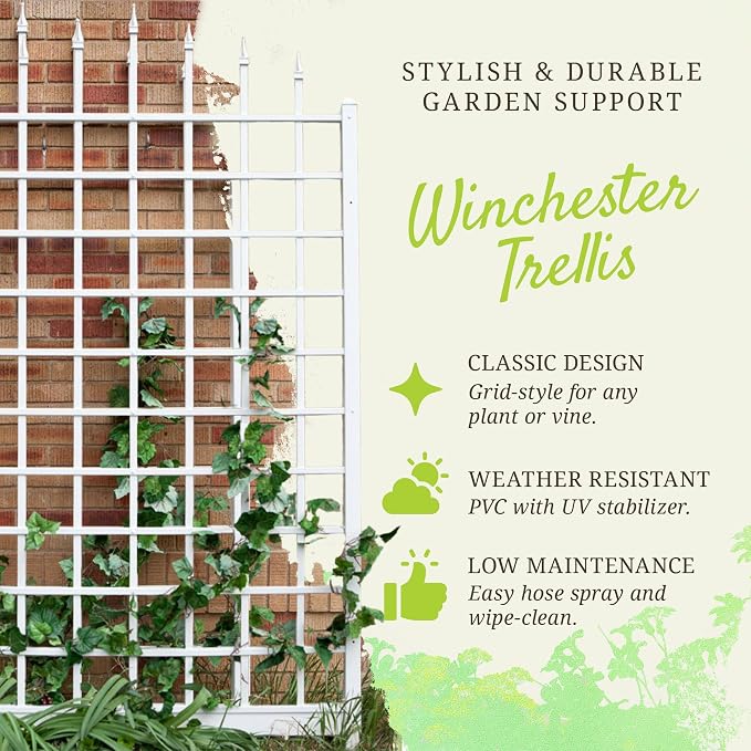 Dura-Trel Winchester Vinyl Trellis, Outdoor Plant Support Frame, Use Against - Image 2