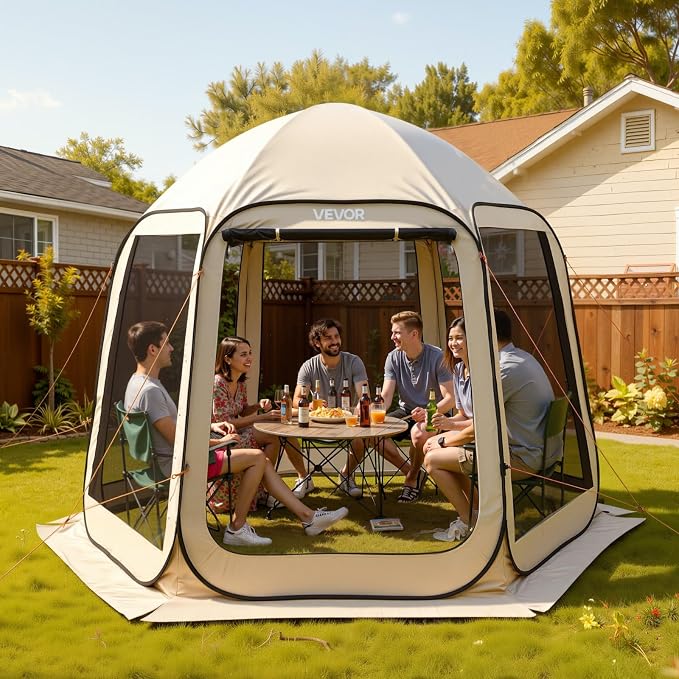VEVOR 10 x 9.2 ft Pop-Up Screen House Tent, 4–8 Person Portable Screen Gazebo by VEVOR