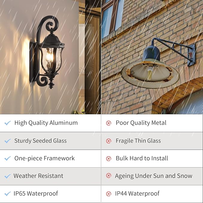 Black Exterior Wall Sconces, Waterproof Outdoor Lights Wall Mount - Image 6