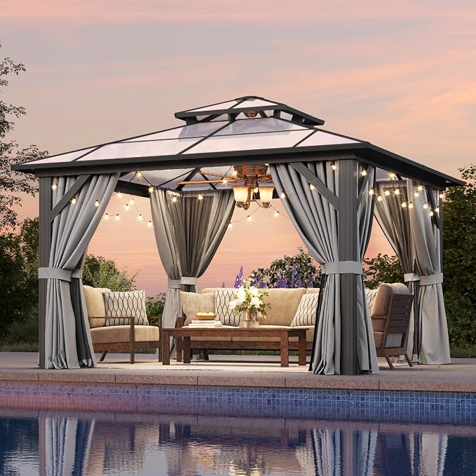 Aoxun 12'x12' Hardtop Gazebo, Outdoor Metal Gazebo by Aoxun