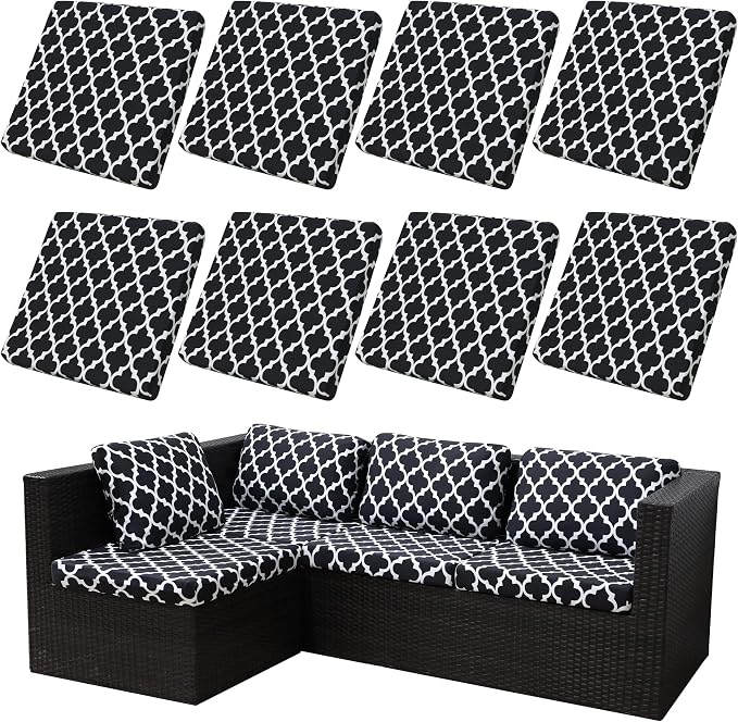 8Pcs Stretch Patio Cushion Covers, Outdoor Couch Covers Replacement, Outdoor by BIETYONE