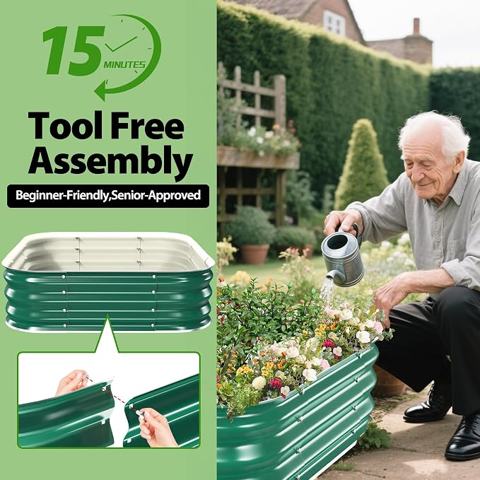 Galvanized Raised Garden Bed for Gardening, Modular Above Ground Growing - Image 6