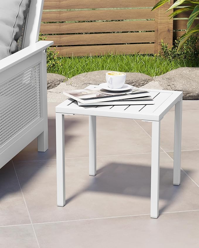 Crestlive Products Aluminum Outdoor Side Table Set of 2, Pool Lounge Chair Side - Image 7