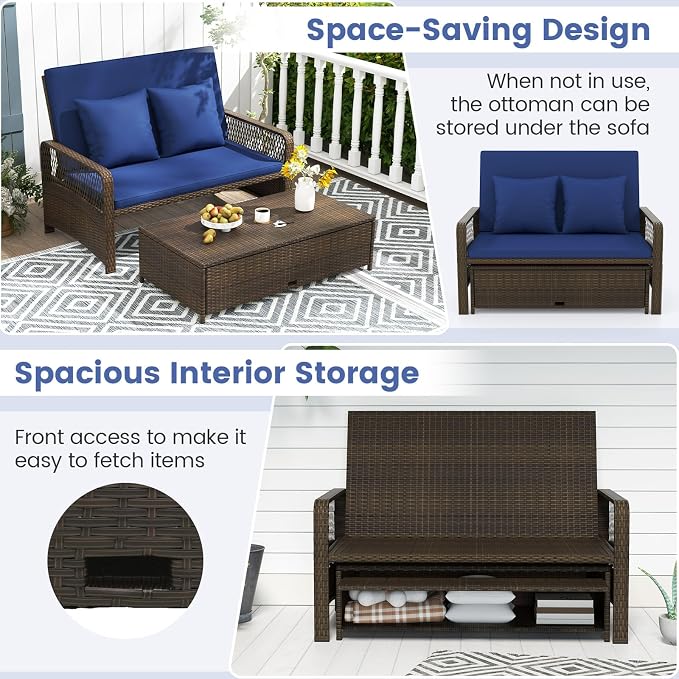Moccha Outdoor Daybed, Rattan Loveseat Sofa - Image 8