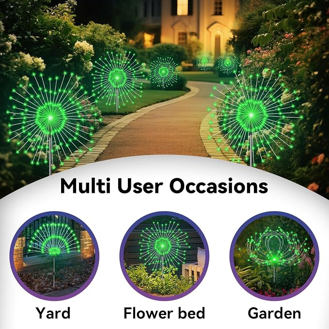 Garden Outdoor Lights, 2 Pack 120 LED Solar Garden Lights Fairy Lights Outdoor - Image 5